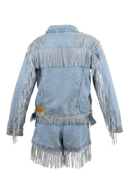 The “Western Glamour" Crystal Fringe Denim Jacket
